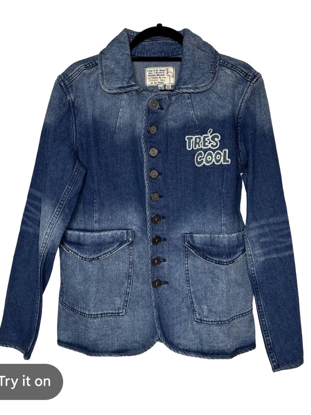Sandrine Rose x Free People Tres Cool Indigo Blue Denim Jacket